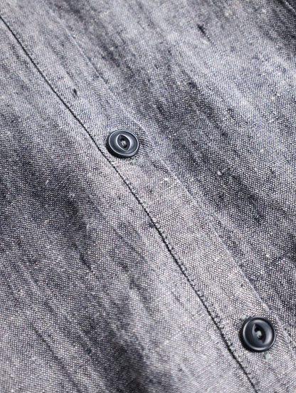 FLAX linen nocollar shirt gray