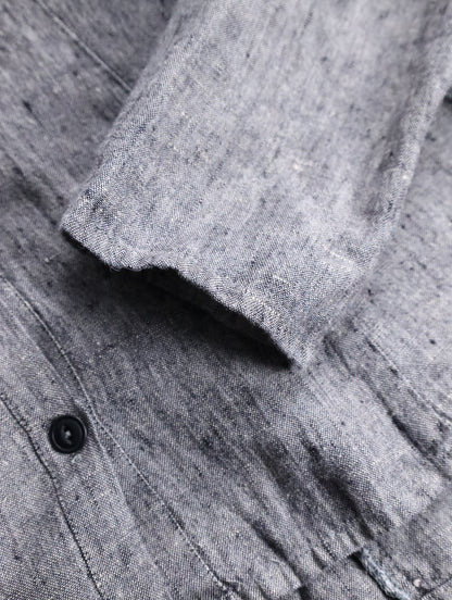 FLAX linen nocollar shirt gray