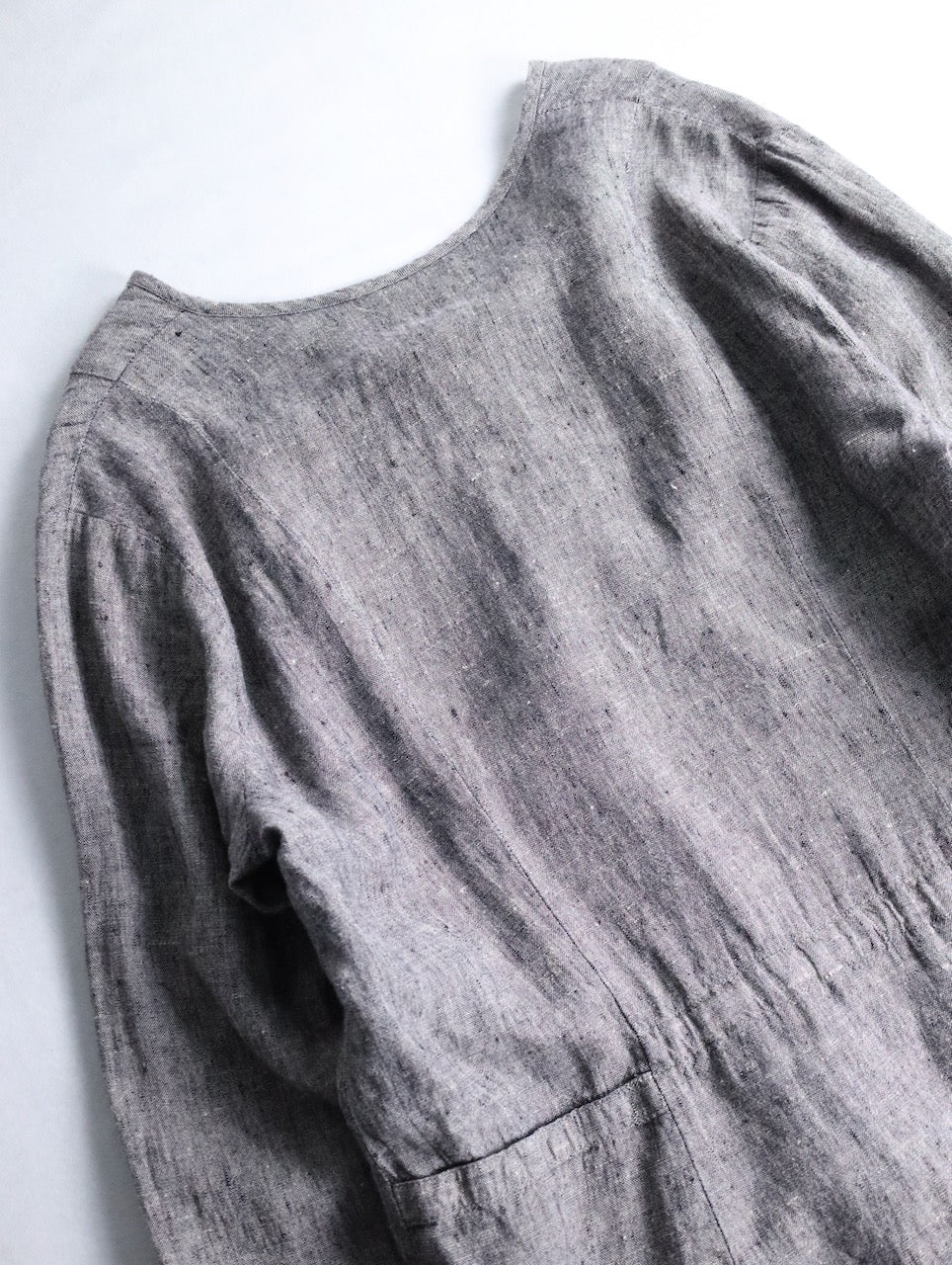 FLAX linen nocollar shirt gray