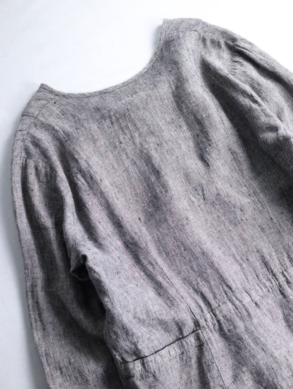 FLAX linen nocollar shirt gray