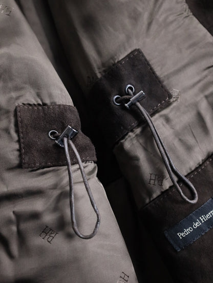 suede leather half jacket brown