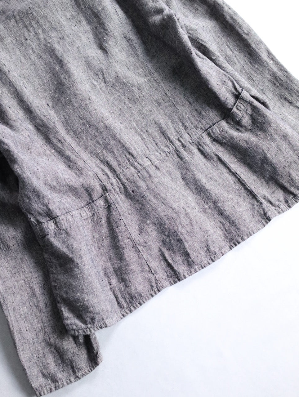 FLAX linen nocollar shirt gray