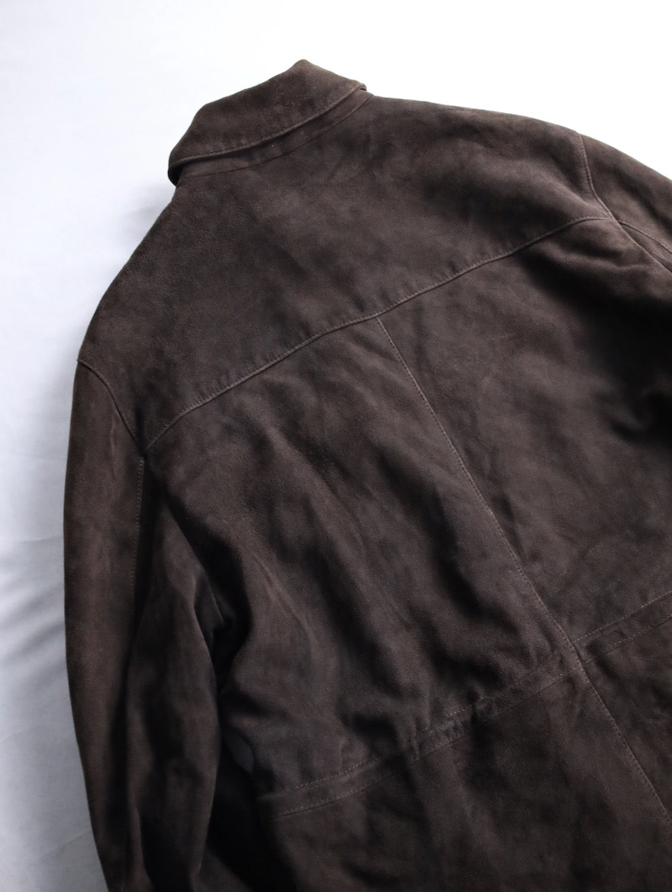 suede leather half jacket brown