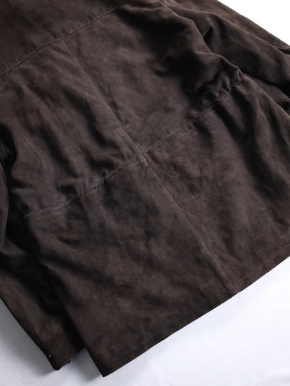 suede leather half jacket brown