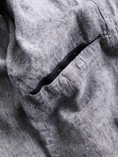 FLAX linen nocollar shirt gray