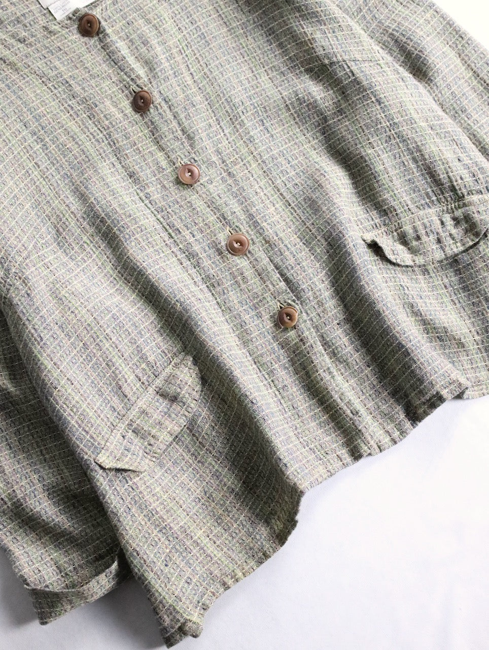 FLAX linen nocollar shirt green-brown