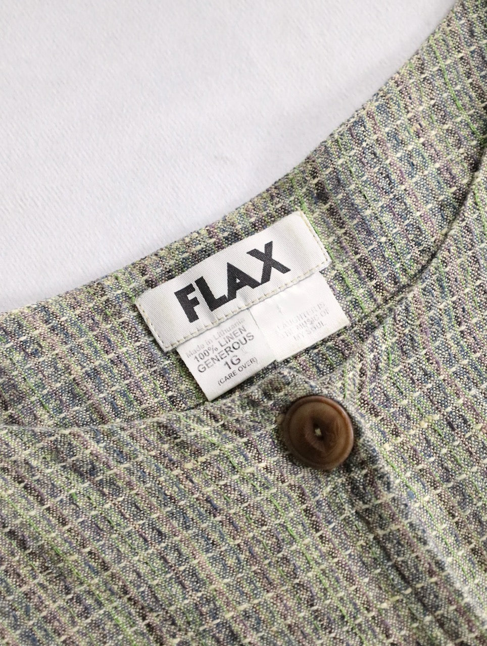 FLAX linen nocollar shirt green-brown