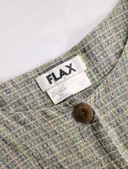 FLAX linen nocollar shirt green-brown