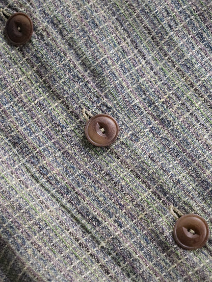FLAX linen nocollar shirt green-brown