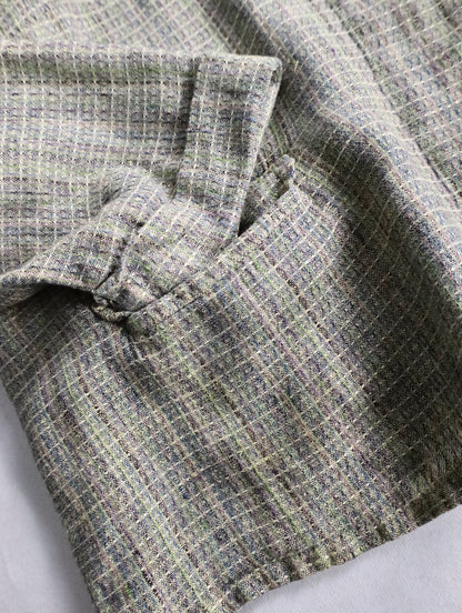 FLAX linen nocollar shirt green-brown