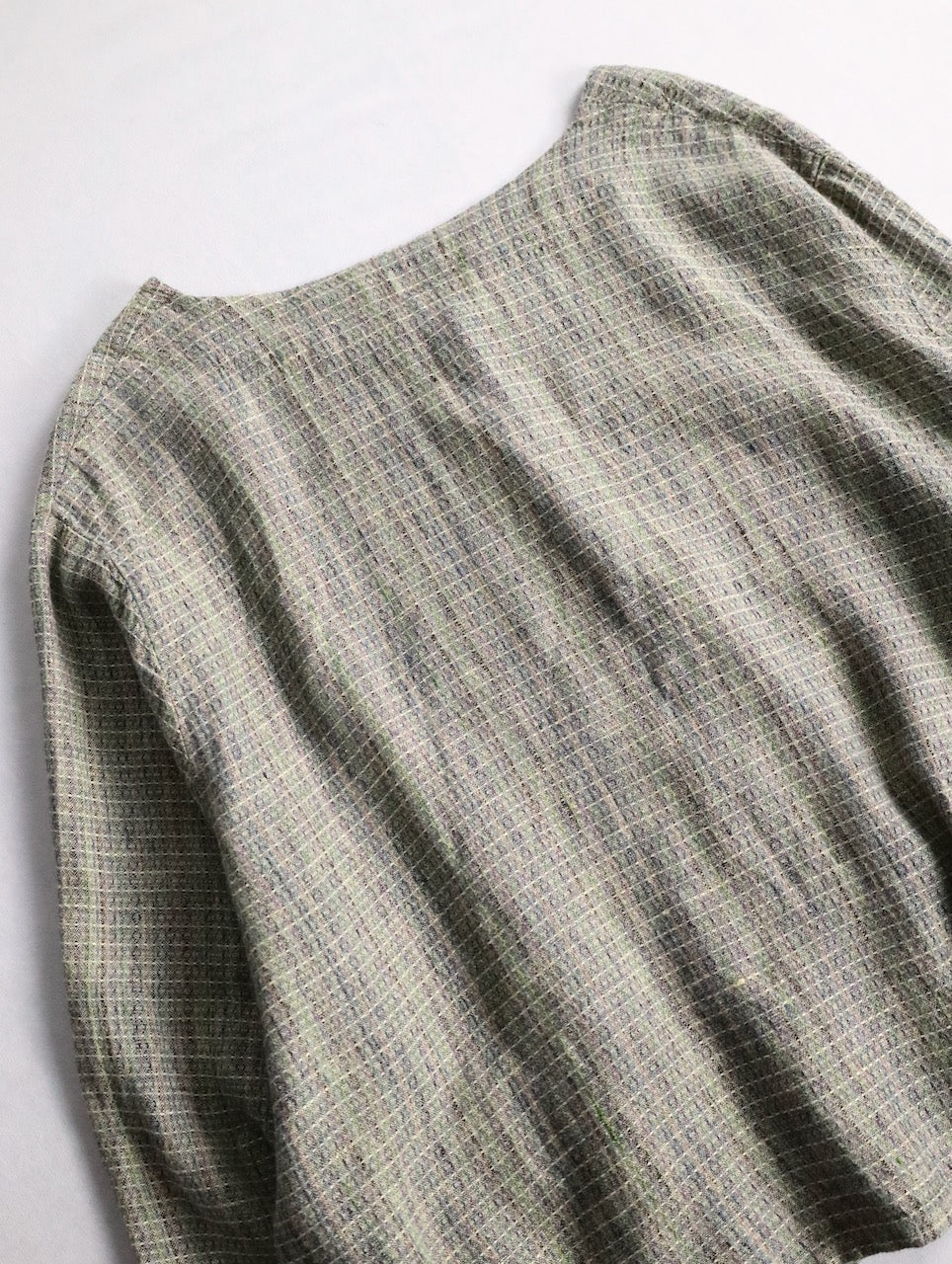 FLAX linen nocollar shirt green-brown