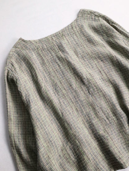 FLAX linen nocollar shirt green-brown
