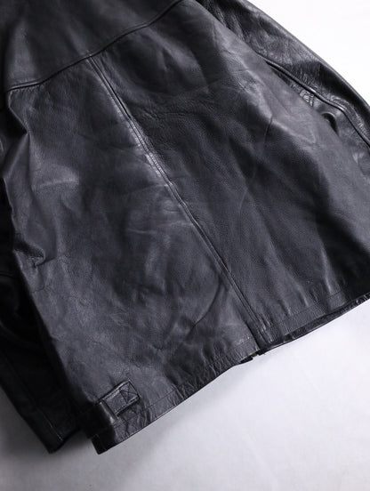 80-90's leather bomber jacket black