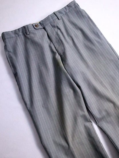 striped staright easy pants brown-white