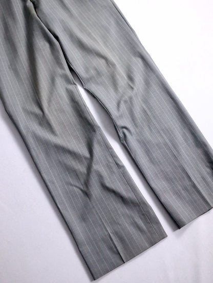 striped staright easy pants brown-white