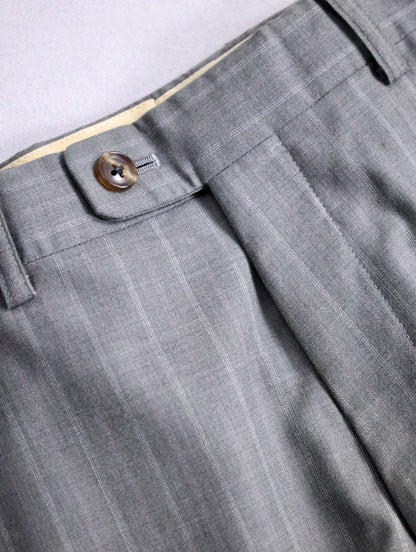 striped staright easy pants brown-white