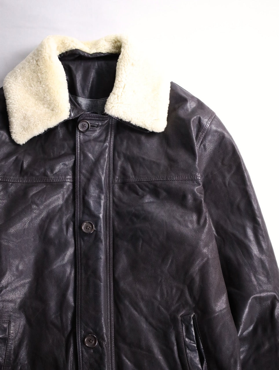 boa switching leather half coat brown