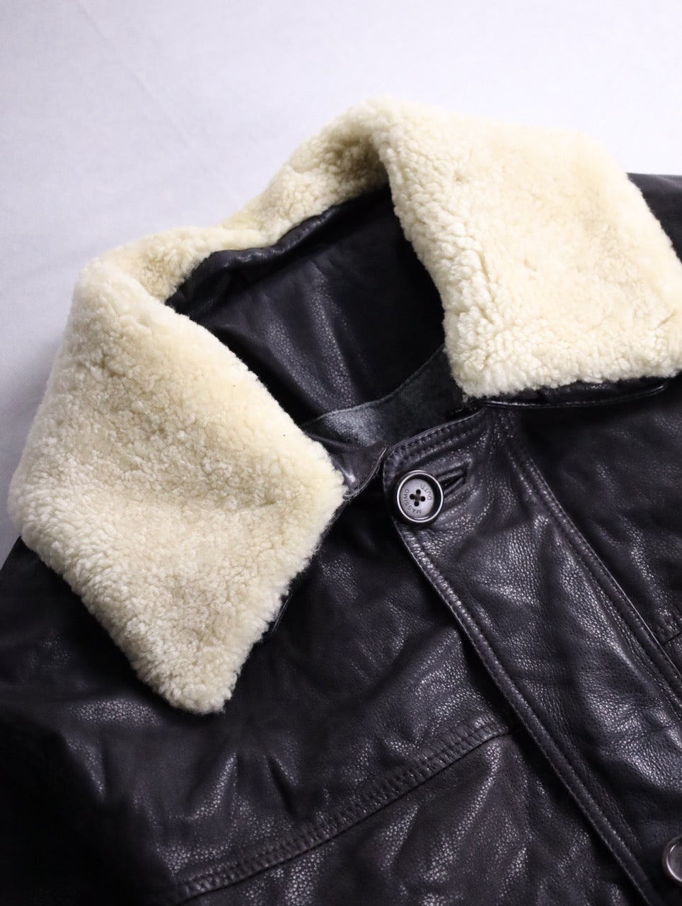 boa switching leather half coat brown