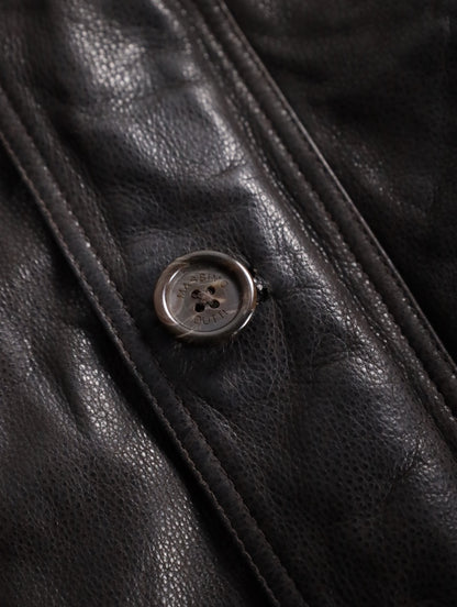 boa switching leather half coat brown