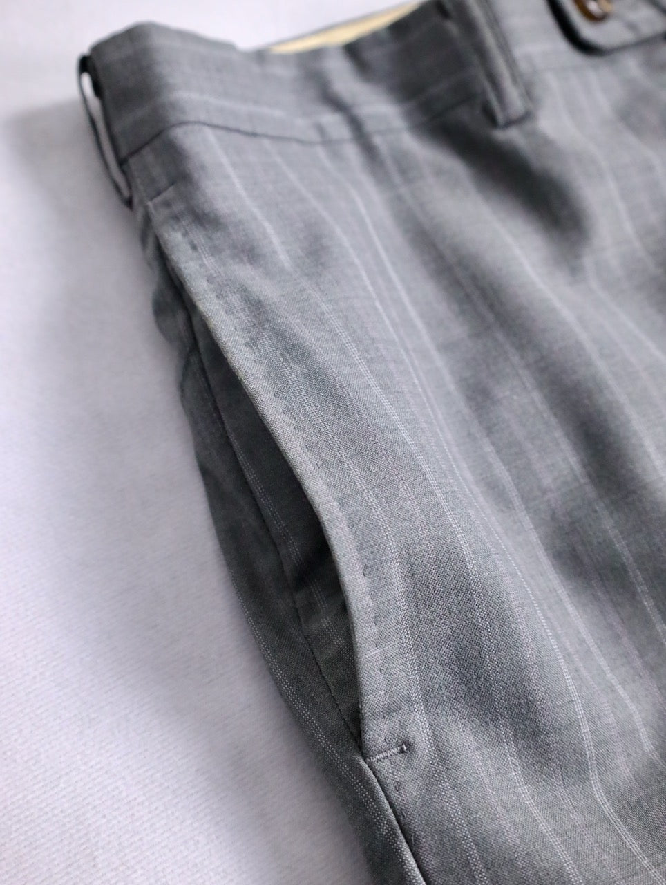 striped staright easy pants brown-white
