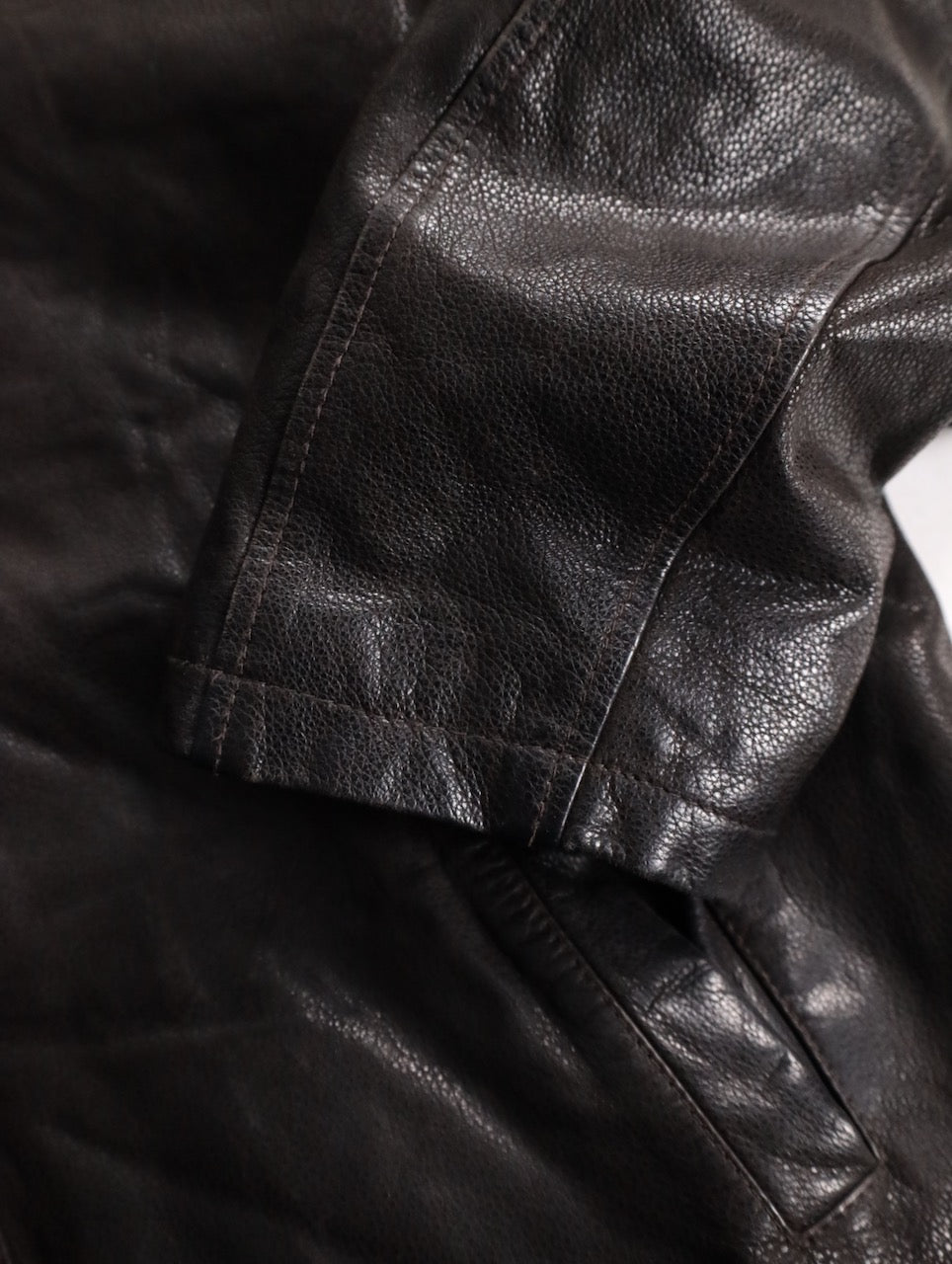 boa switching leather half coat brown