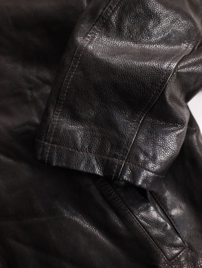 boa switching leather half coat brown