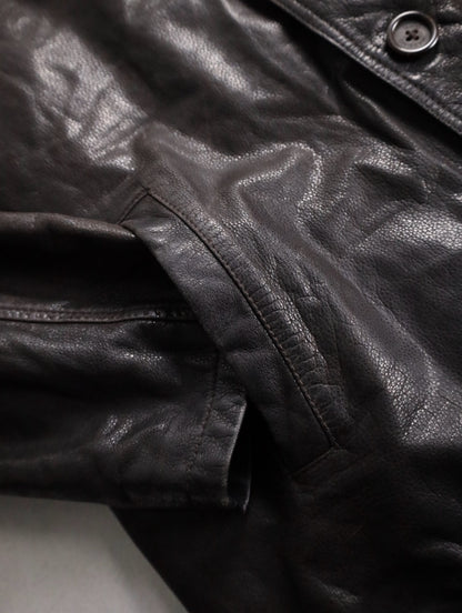 boa switching leather half coat brown