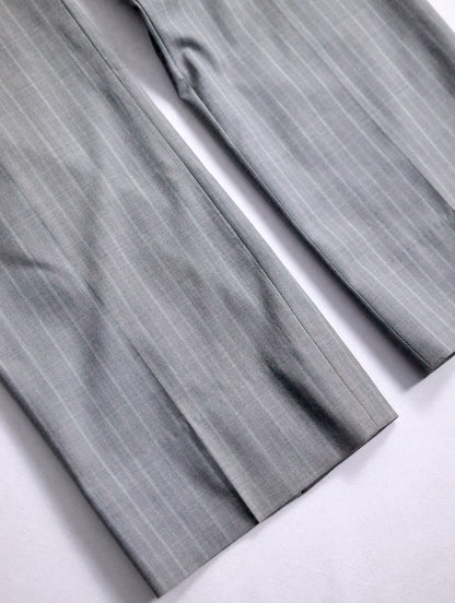 striped staright easy pants brown-white