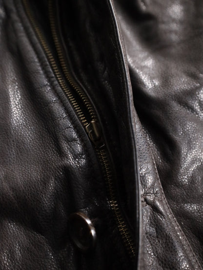 boa switching leather half coat brown