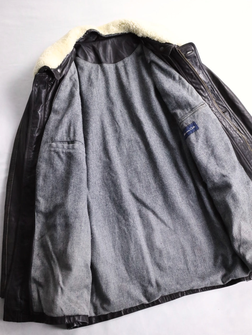 boa switching leather half coat brown