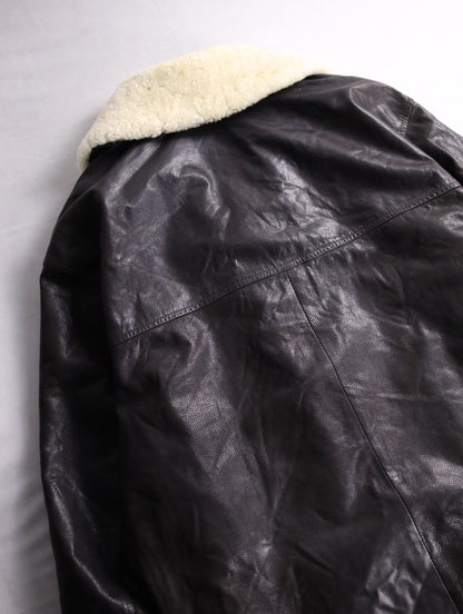 boa switching leather half coat brown