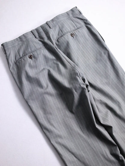 striped staright easy pants brown-white