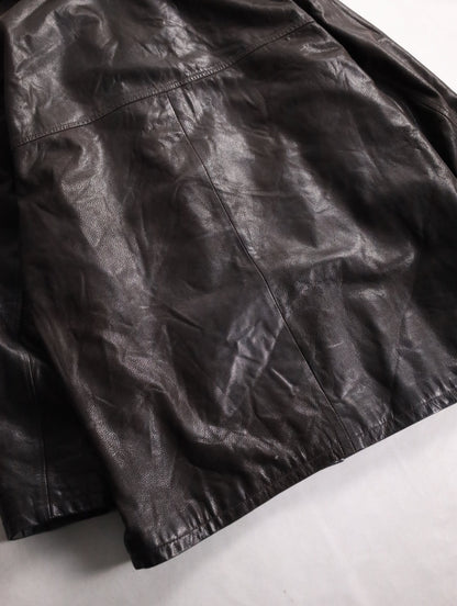 boa switching leather half coat brown