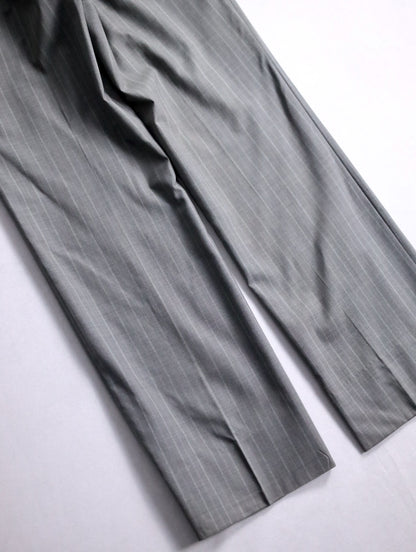 striped staright easy pants brown-white
