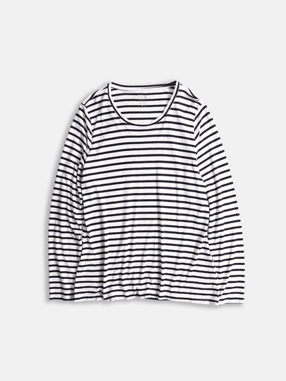 lame border L/S cutsew white-black