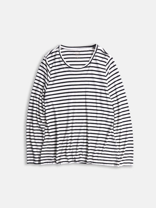 lame border L/S cutsew white-black