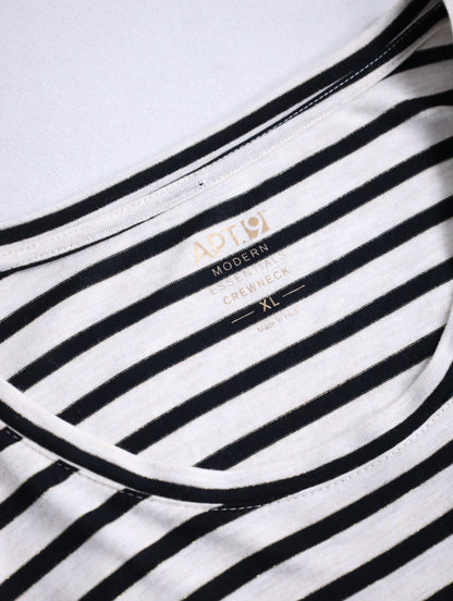 lame border L/S cutsew white-black