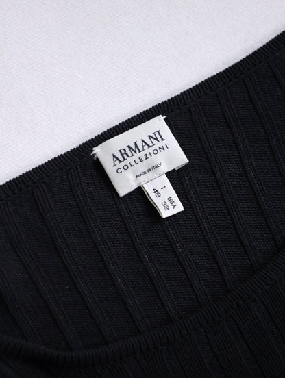 ARMANI COLLEZIONI cotton L/S knit sew black