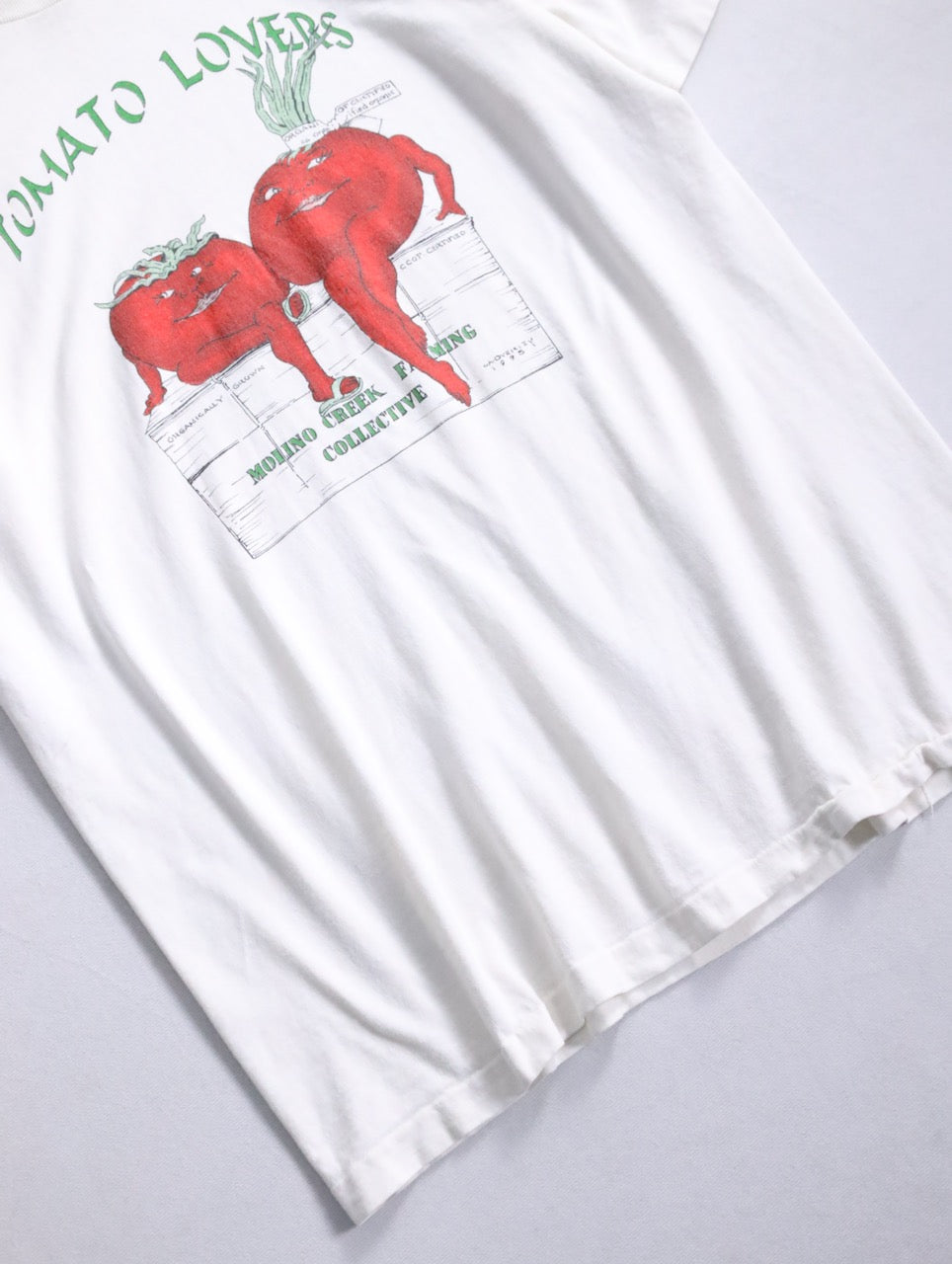 90s organic cotton tomato print tee white-red-green