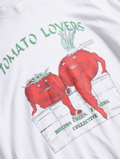 90s organic cotton tomato print tee white-red-green