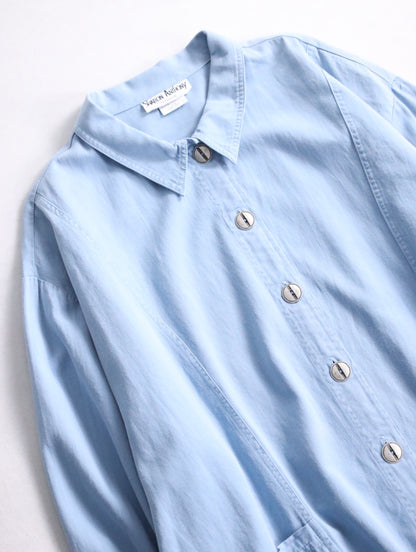 dolman sleeve cotton shirt jacket usa lightblue