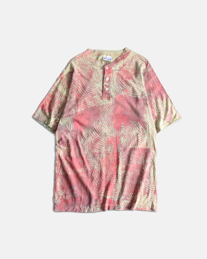 90's tie dye henry neck tee pink-beige