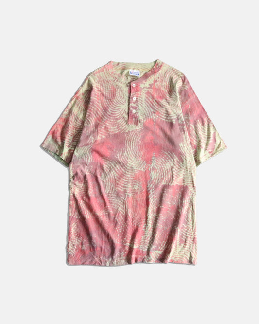 90's tie dye henry neck tee pink-beige