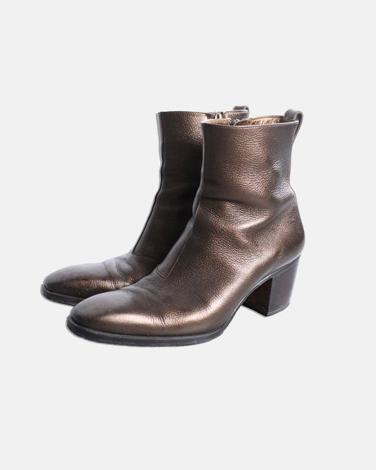 YSL leather johnny boots gold