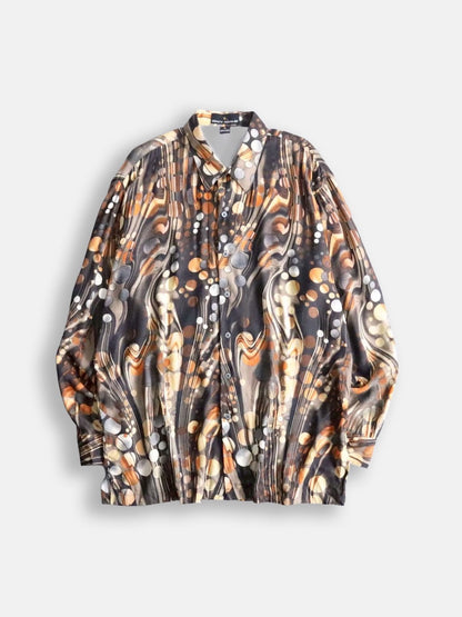 STACY ADAMS abstract pattern shirt orange-brown