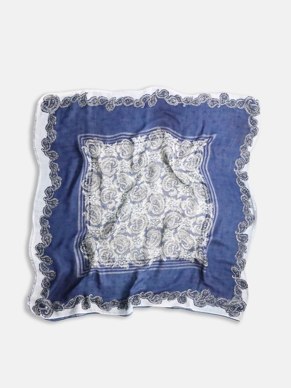 paisley&dot scarf blue-white