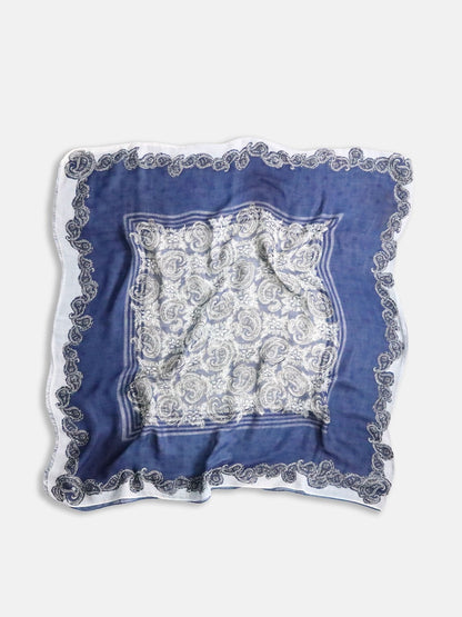 paisley&dot scarf blue-white