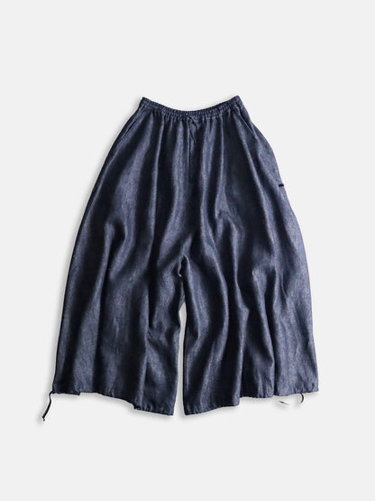 BISHOOL linen baloon hakama pants denimblack