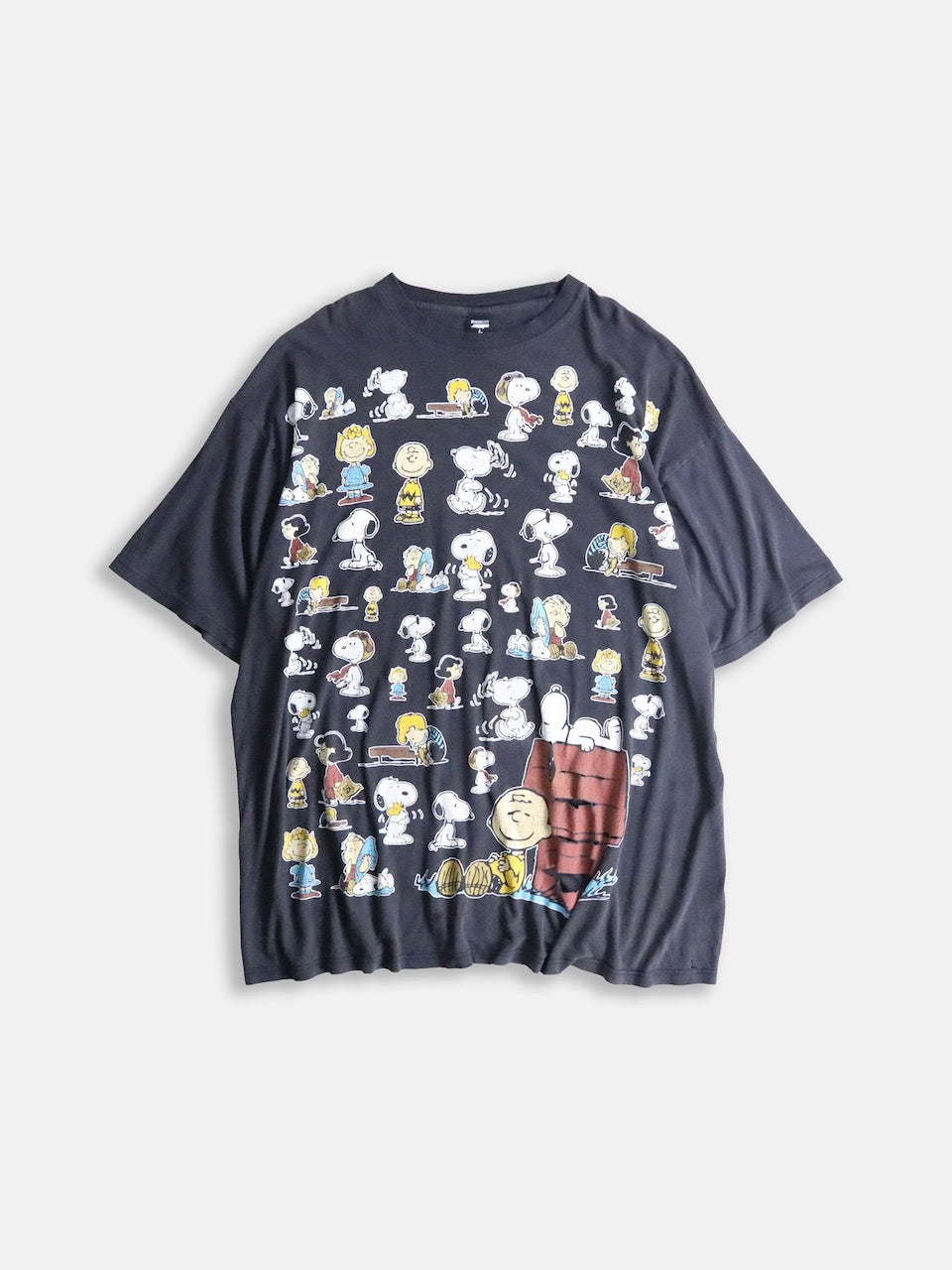 snoopy print oversize tee black-white-multi