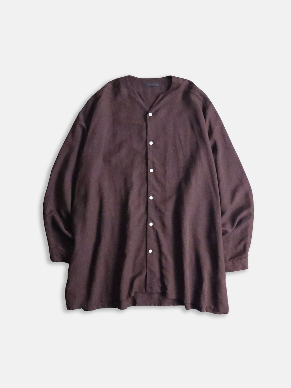 BISHOOL linen rayon shirt darkbrown